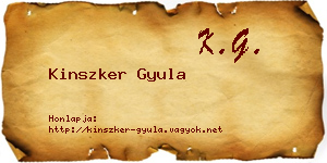 Kinszker Gyula névjegykártya